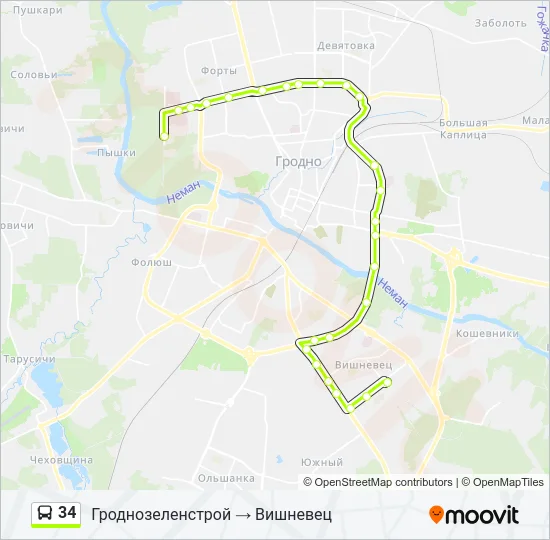 Автобус 34: карта маршрута