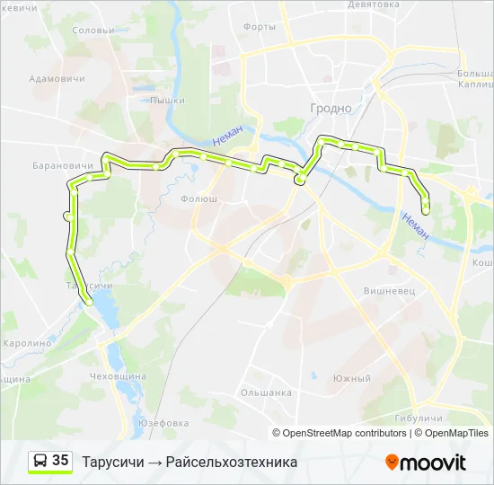 Автобус 35: карта маршрута
