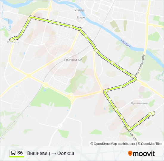 Автобус 36: карта маршрута