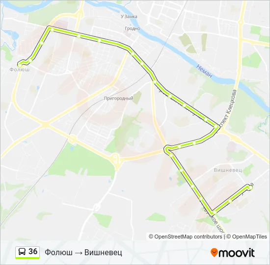 Автобус 36: карта маршрута