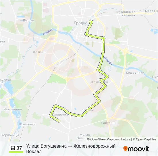 Автобус 37: карта маршрута