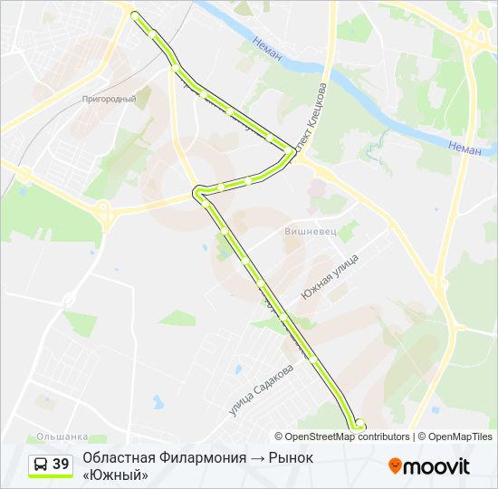 Автобус 39: карта маршрута