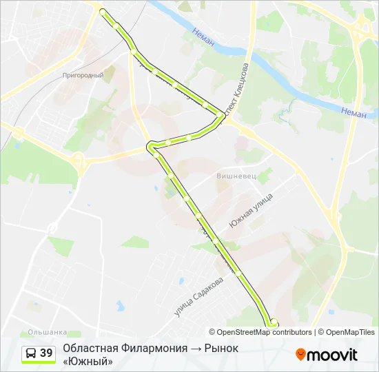 Автобус 39: карта маршрута