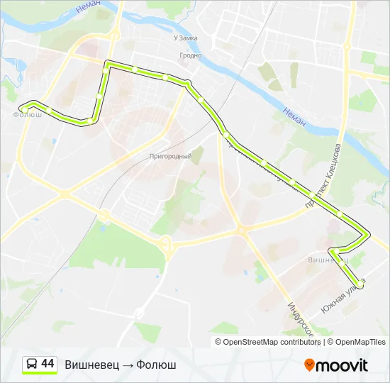 Автобус 44: карта маршрута