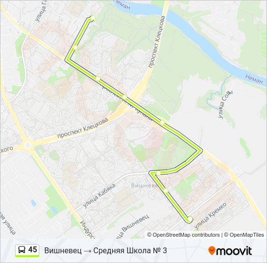 Автобус 45: карта маршрута