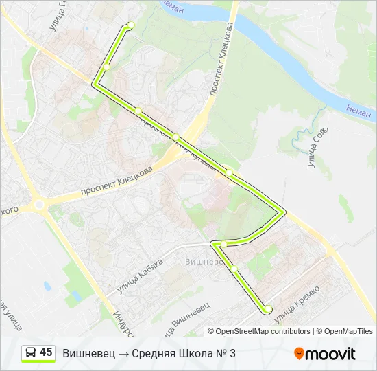 Автобус 45: карта маршрута