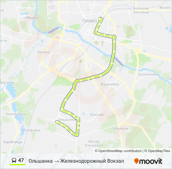 Автобус 47: карта маршрута