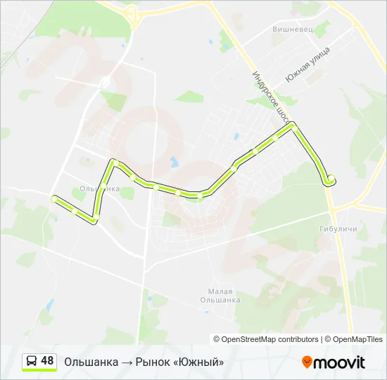 Автобус 48: карта маршрута