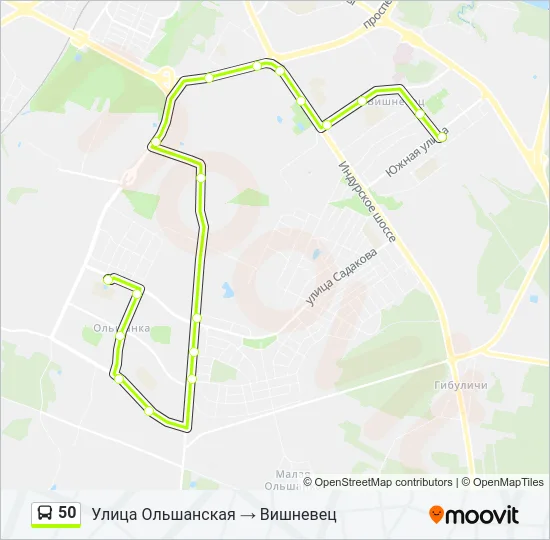 Автобус 50: карта маршрута