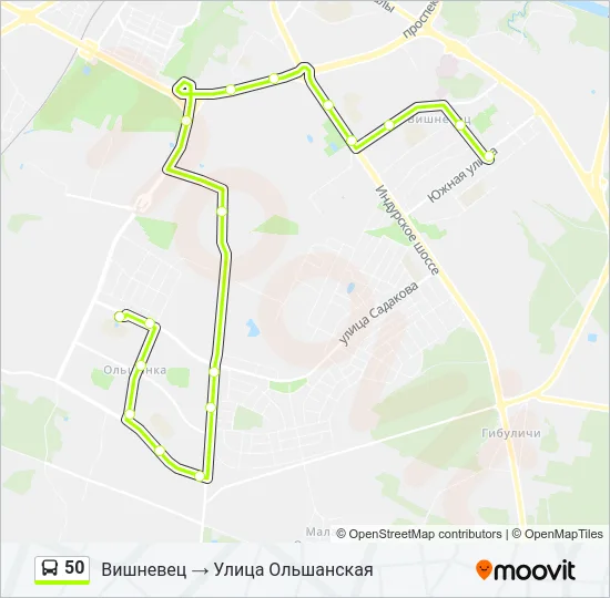Автобус 50: карта маршрута