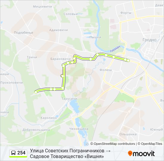 Автобус 254: карта маршрута