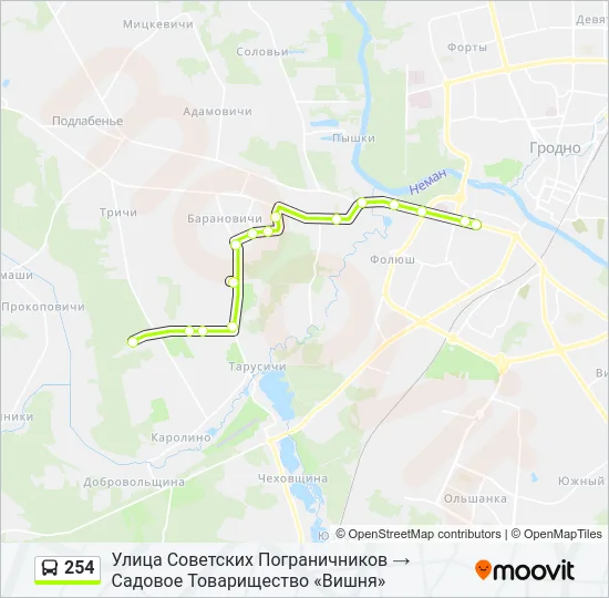 Автобус 254: карта маршрута