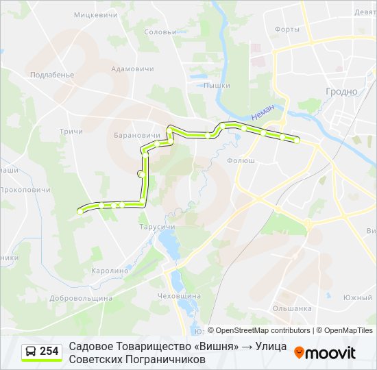 Автобус 254: карта маршрута