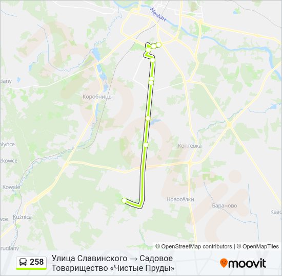 Автобус 258: карта маршрута