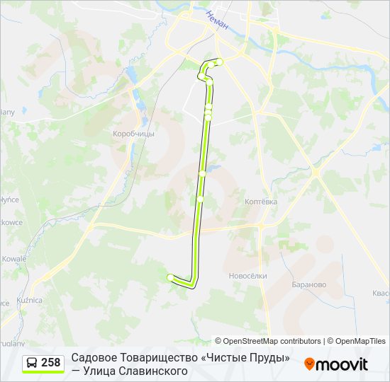Автобус 258: карта маршрута