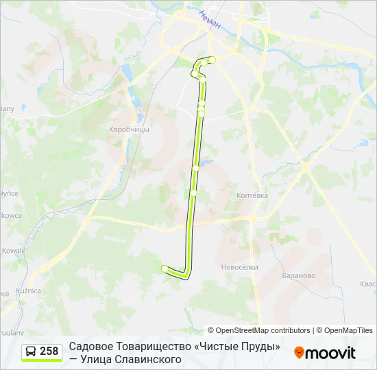 Автобус 258: карта маршрута
