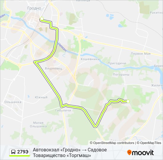 Автобус 279Э: карта маршрута