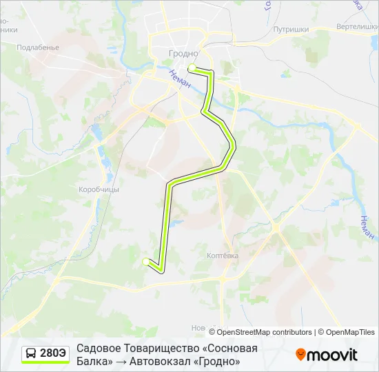 Автобус 280Э: карта маршрута