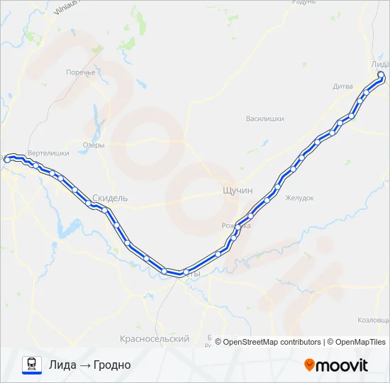 ЛИДА Train Line Map