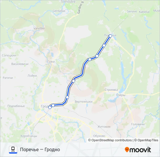 Поезд ПОРЕЧЬЕ: карта маршрута