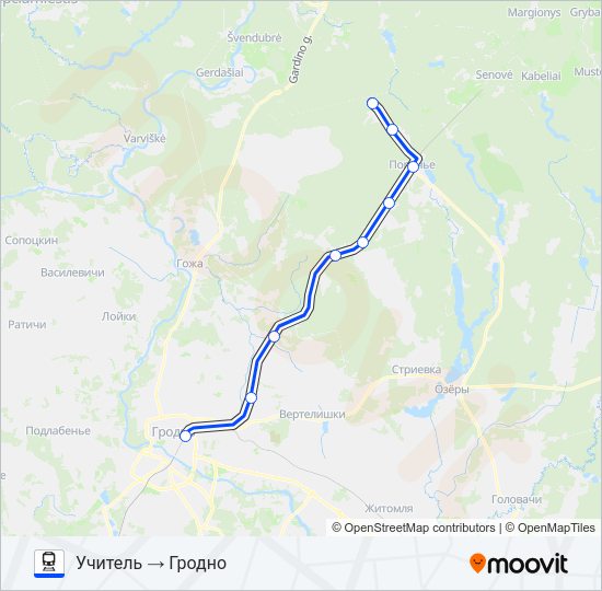 Поезд УЧИТЕЛЬ: карта маршрута