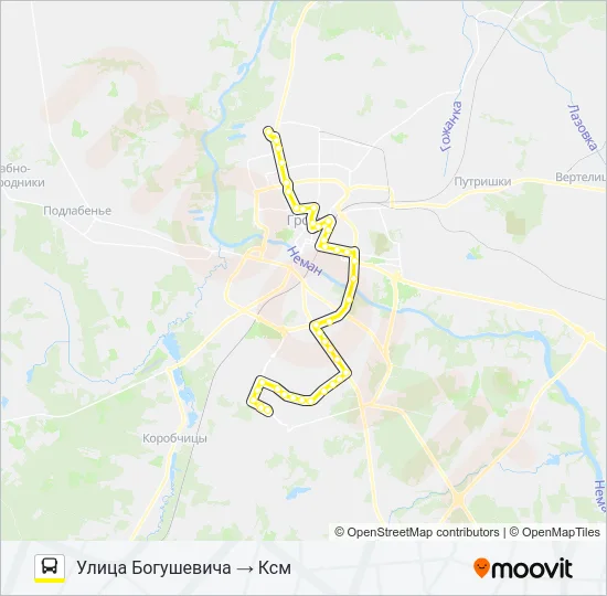Автобус 1-Т: карта маршрута