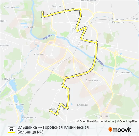 Автобус 22-Т: карта маршрута