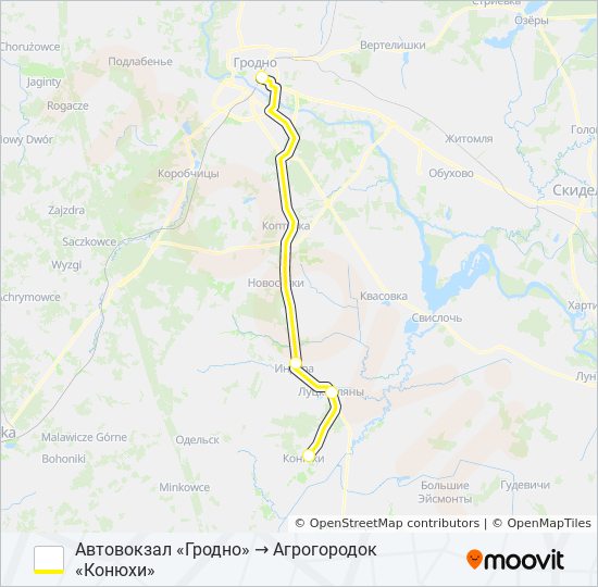 КОНЮХИ bus Line Map