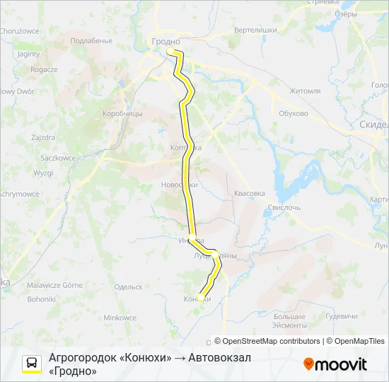 КОНЮХИ Bus Line Map