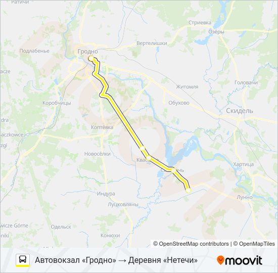 Автобус НЕТЕЧИ: карта маршрута