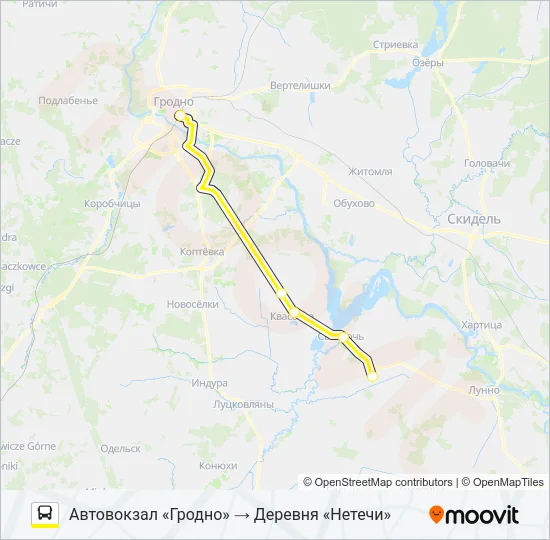 Автобус НЕТЕЧИ: карта маршрута