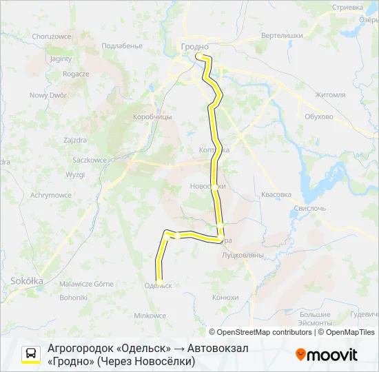 Автобус ОДЕЛЬСК: карта маршрута