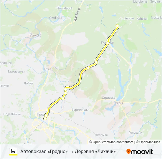 Автобус ПОРЕЧЬЕ: карта маршрута