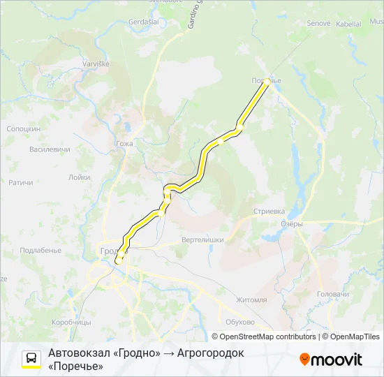 Автобус ПОРЕЧЬЕ: карта маршрута