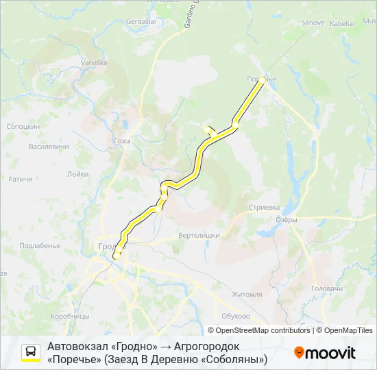 Автобус ПОРЕЧЬЕ: карта маршрута