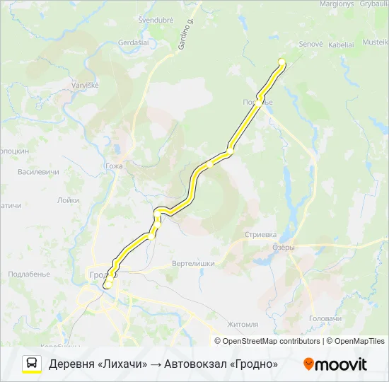 Автобус ПОРЕЧЬЕ: карта маршрута