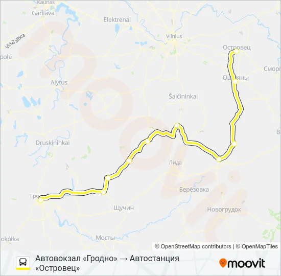 ОСТРОВЕЦ Bus Line Map