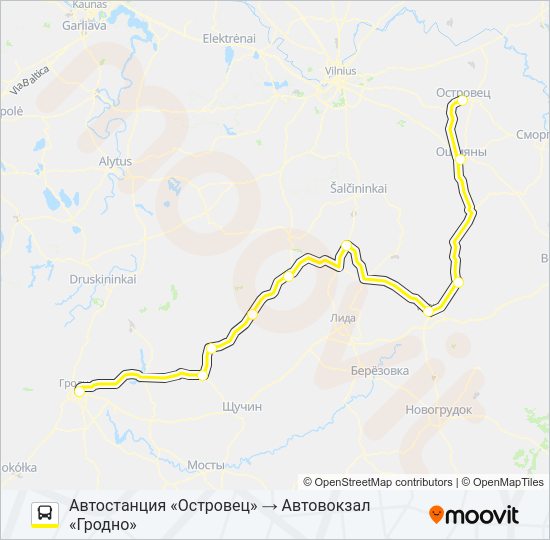ОСТРОВЕЦ Bus Line Map