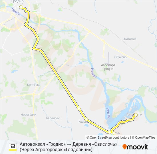 Автобус СВИСЛОЧЬ: карта маршрута