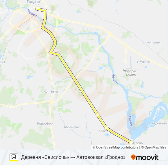 Автобус СВИСЛОЧЬ: карта маршрута