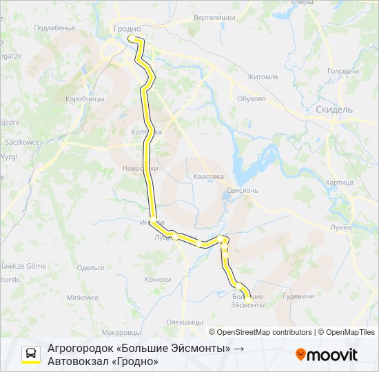 Автобус БОЛЬШИЕ ЭЙСМОНТЫ: карта маршрута