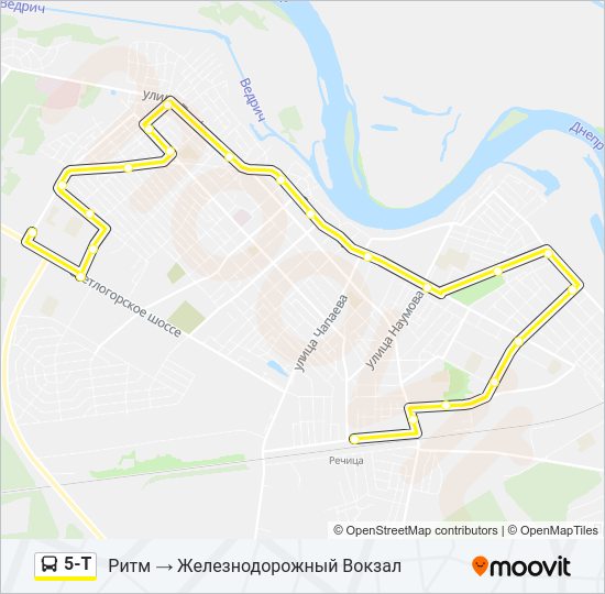 Автобус 5-Т: карта маршрута