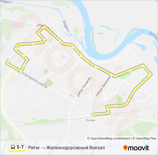Автобус 5-Т: карта маршрута