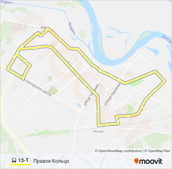 13-Т bus Line Map