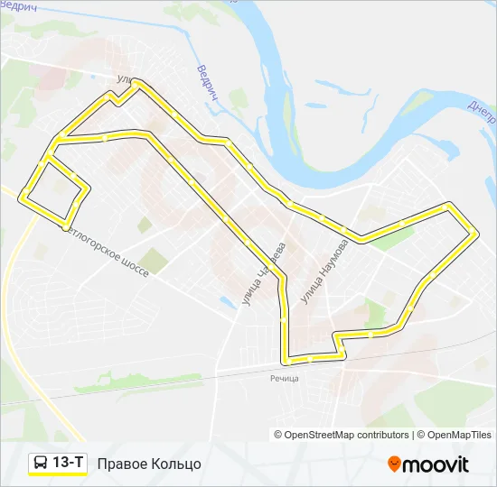 13-Т Bus Line Map