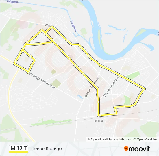 Автобус 13-Т: карта маршрута