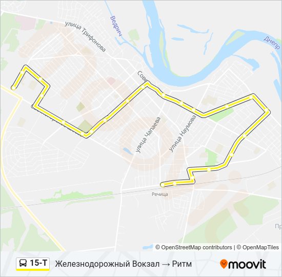 Автобус 15-Т: карта маршрута