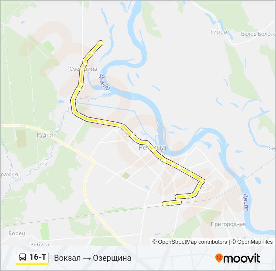 Автобус 16-Т: карта маршрута