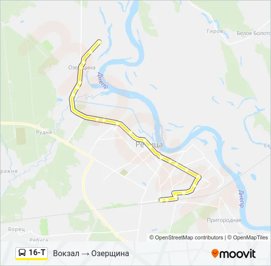 Автобус 16-Т: карта маршрута
