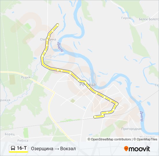 Автобус 16-Т: карта маршрута